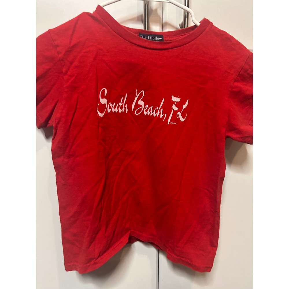 Vintage Quail Hollow South Beach Florida Red Graphic T-Shirt Mens Medium Cotton - Picture 4 of 11